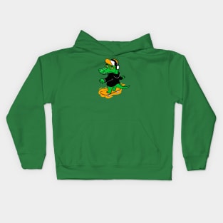 Hip Skater Gator on Skateboard Kids Hoodie